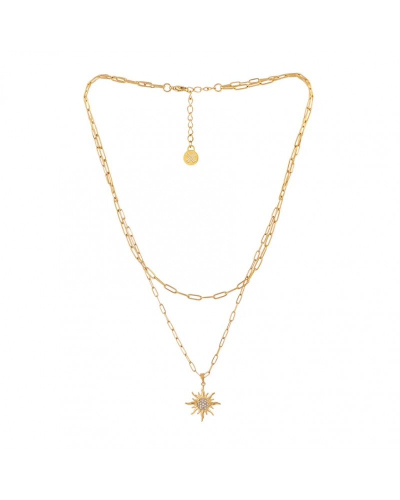 Collar doble cadena con charm Sol Anartxy