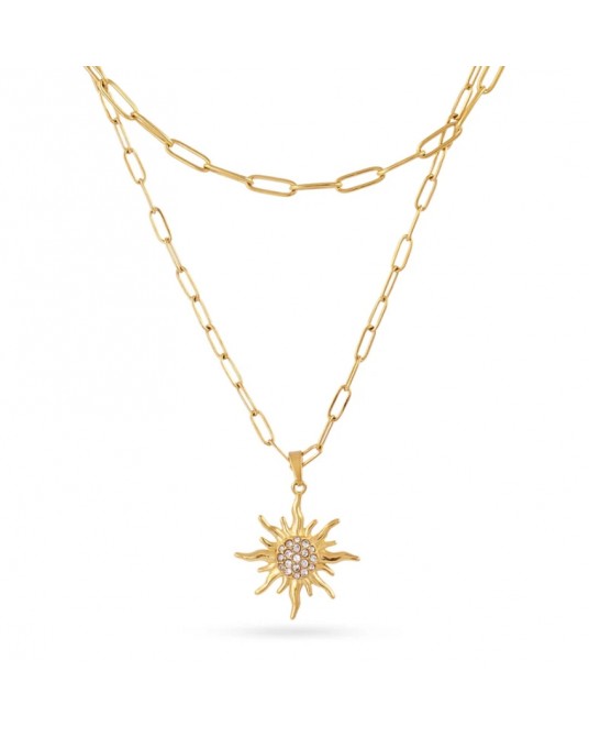 Collar doble cadena con charm Sol Anartxy