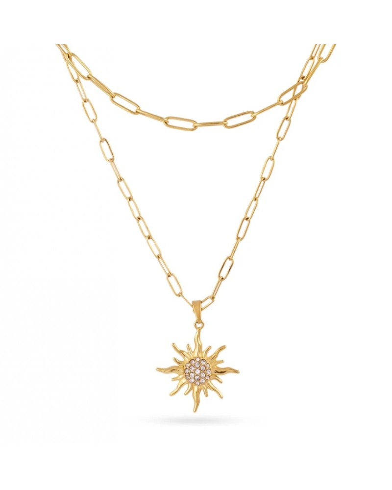 Collar doble cadena con charm Sol Anartxy