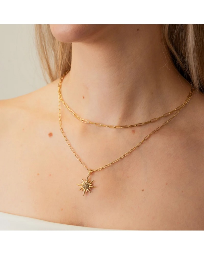 Collar doble cadena con charm Sol Anartxy