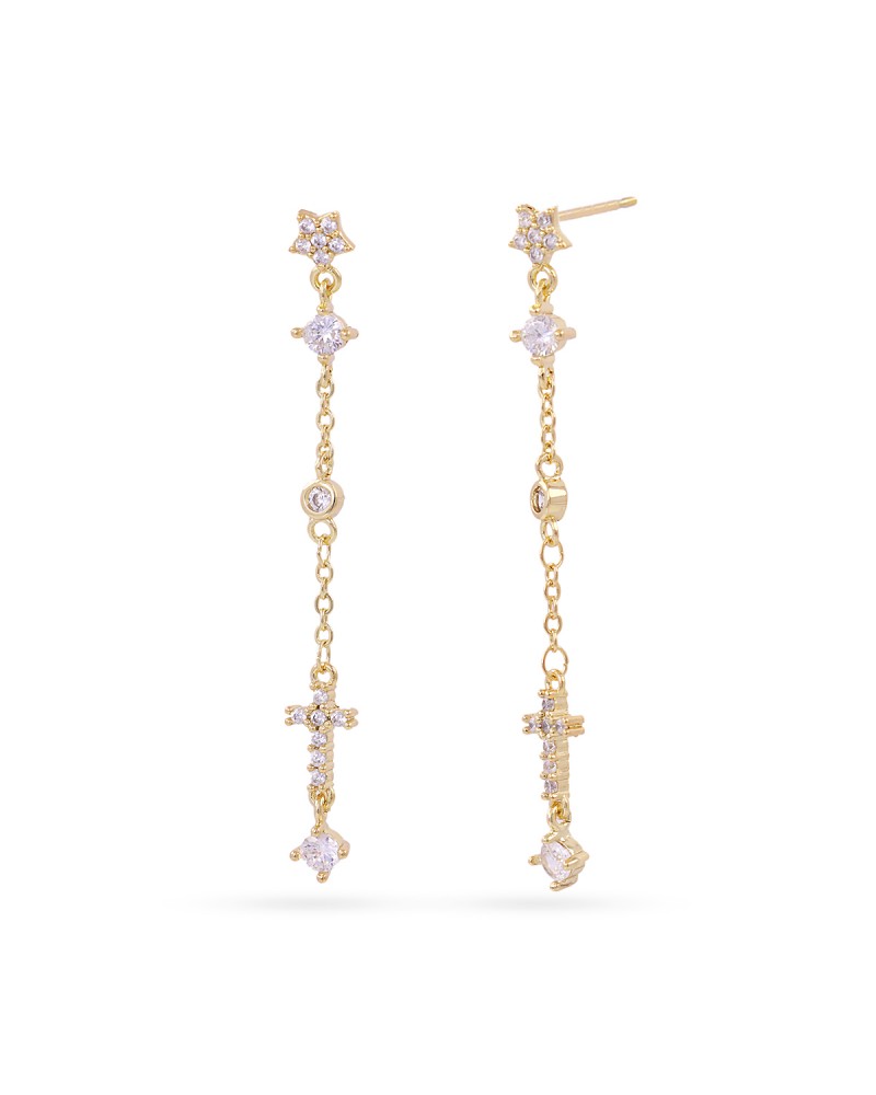 Pendientes largos circonitas acero Anartxy