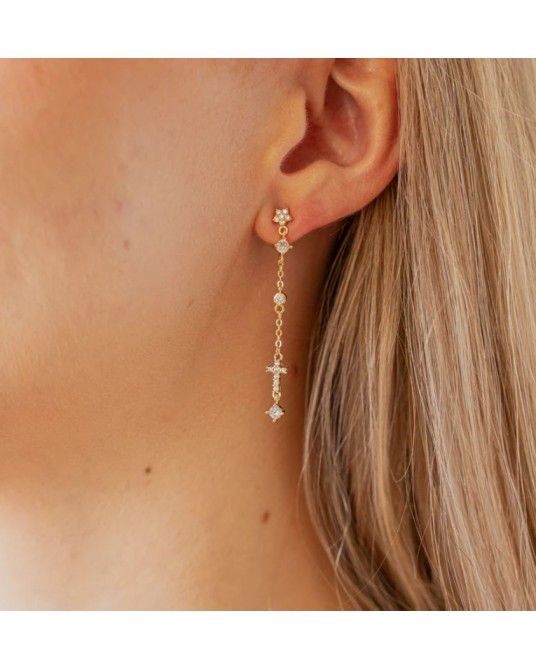 Pendientes largos circonitas acero Anartxy