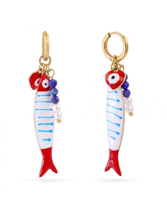 Pendientes pez esmaltado acero Anartxy