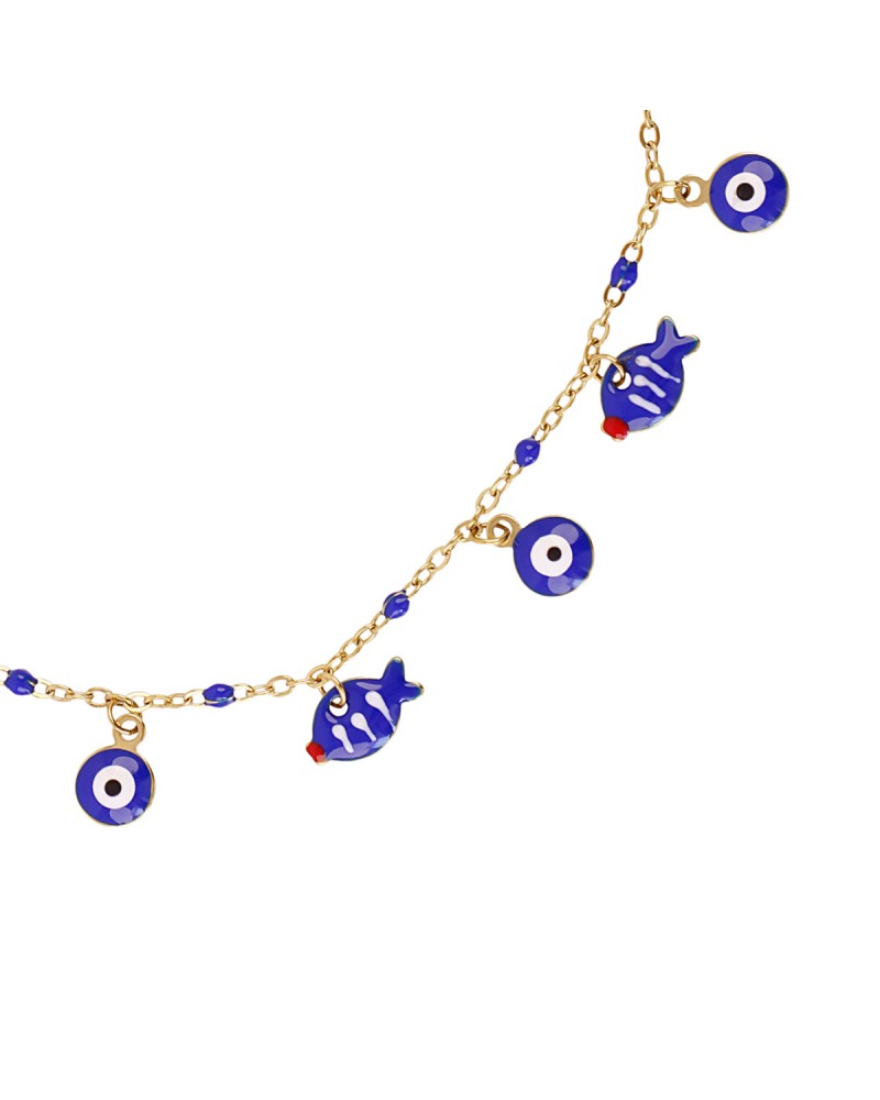 Tobillera charms peces esmaltados acero Anartxy