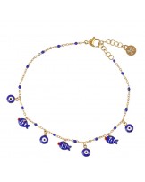 Tobillera charms peces esmaltados acero Anartxy