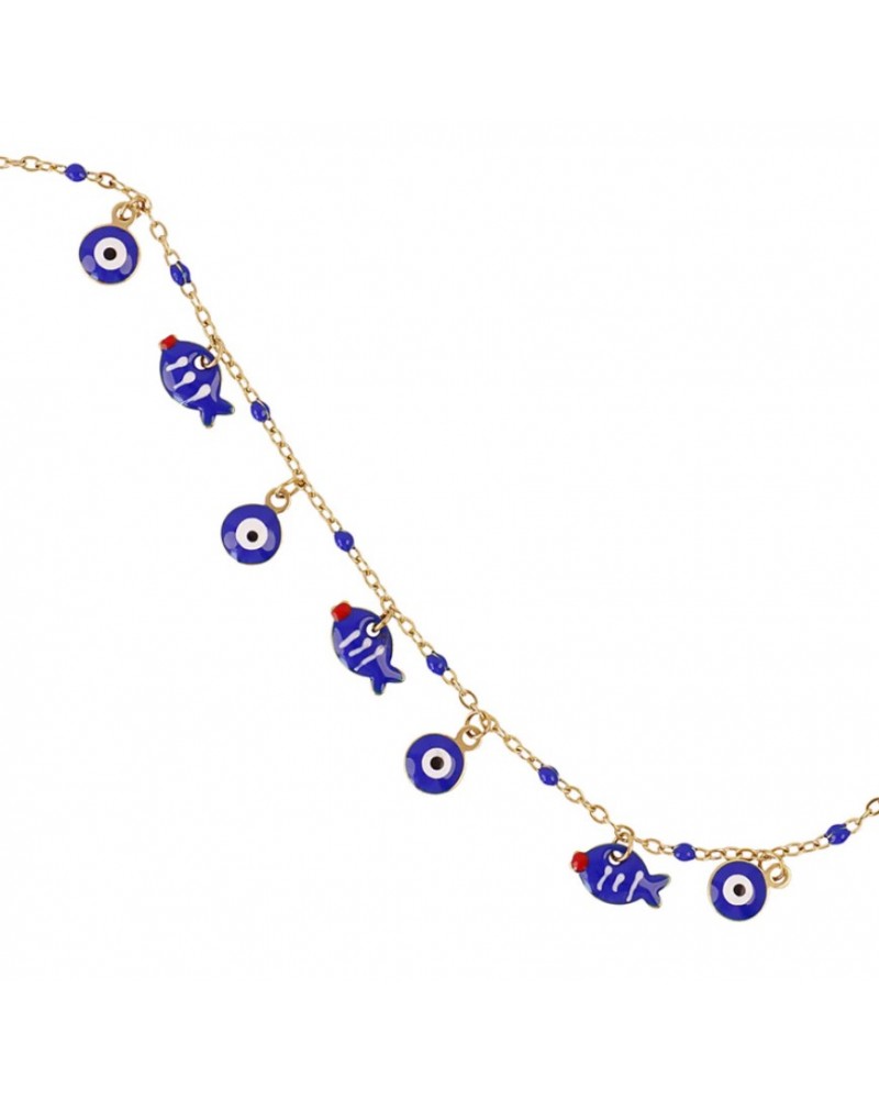 Tobillera charms peces esmaltados acero Anartxy