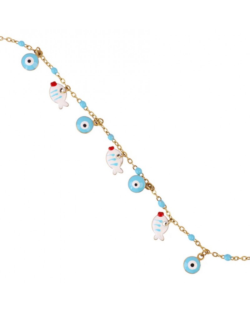 Tobillera charms peces esmaltados acero Anartxy