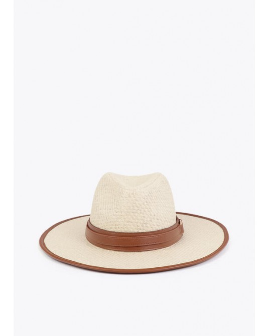 Sombrero bicolor con tira camel Lola Casademunt