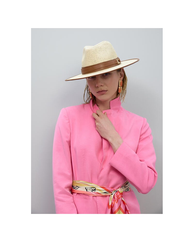 Sombrero bicolor con tira camel Lola Casademunt