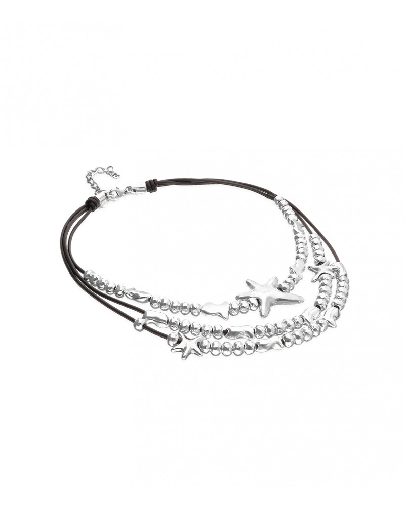 Collar Orion cuero bañado en plata UNOde50