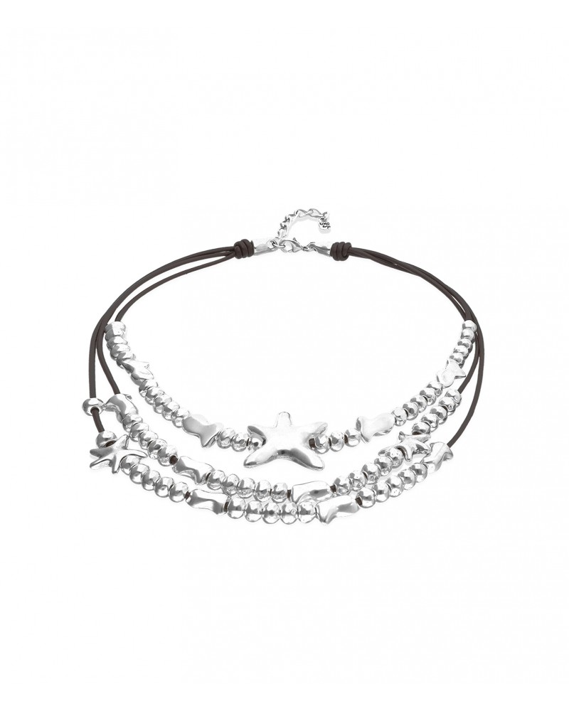 Collar Orion cuero bañado en plata UNOde50