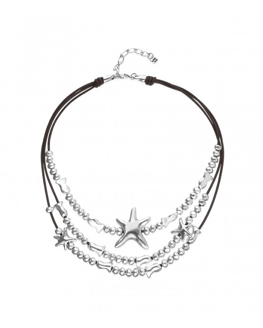 Collar Orion cuero bañado en plata UNOde50