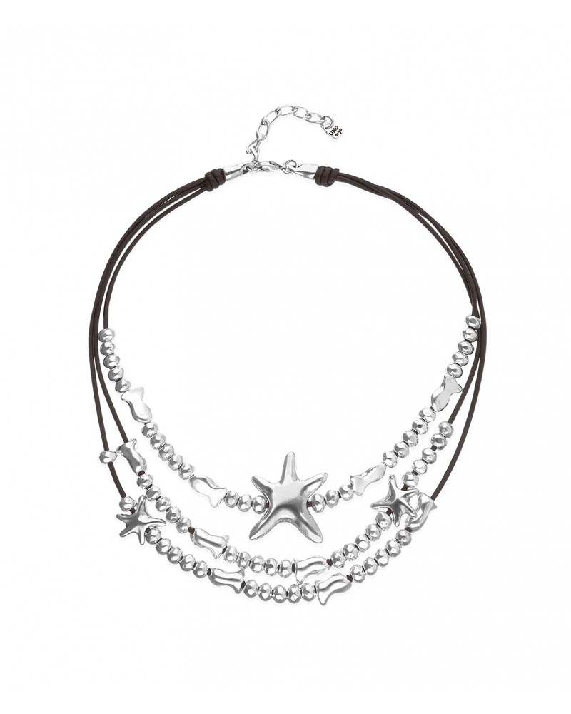 Collar Orion cuero bañado en plata UNOde50