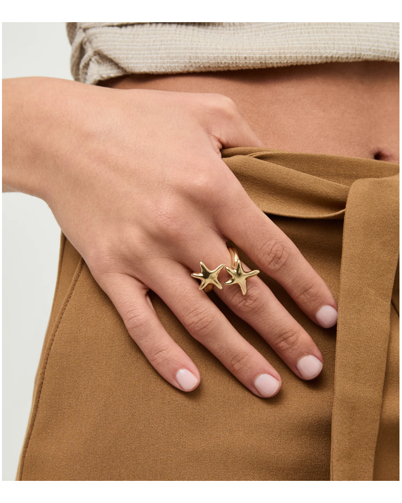Anillo bañado en oro estrellas UNOde50