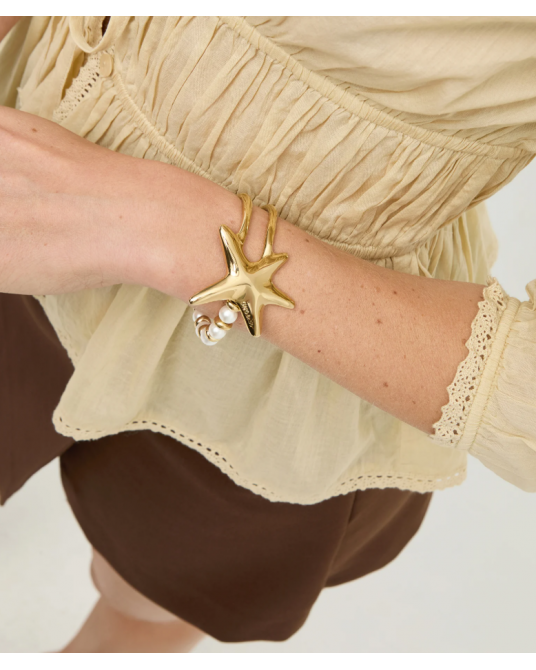 Pulsera bañada en ORO con perlas UNOde50