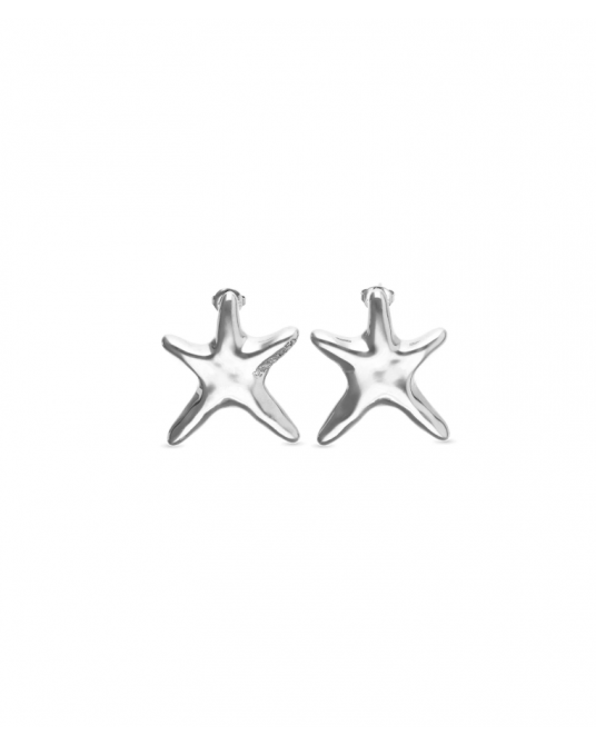 Pendientes estrella mediana baño plata UNOde50