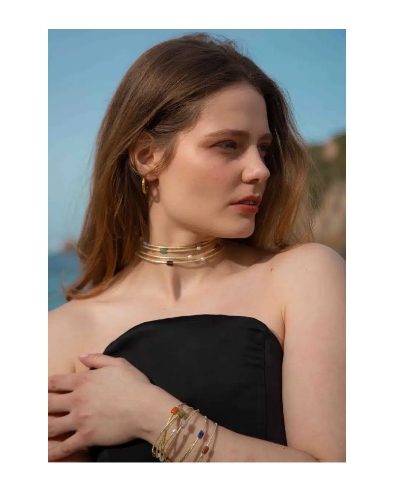 Collar chocker Arcoiris piedras y perlas