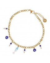 Tobillera charms peces esmaltados acero Anartxy